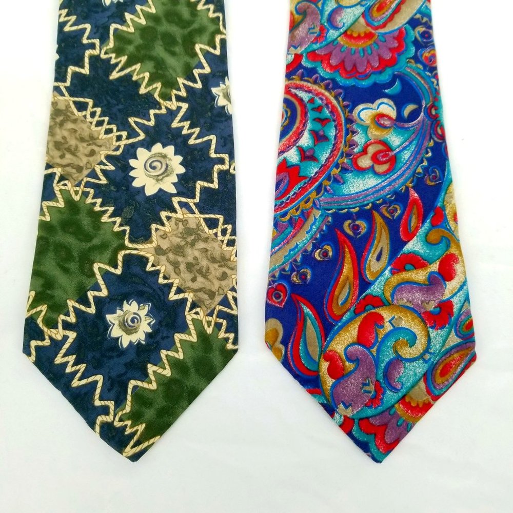 Geoffrey Beene 100% Silk Neck Ties,  Lot of 2